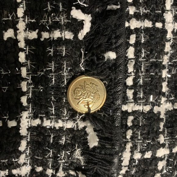 Walter Baker Women's Frayed Hem Tweed Blazer Metallic Threads Gold Button XS - Picture 9 of 9